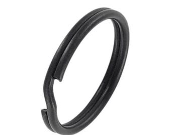 0.75" Black Split Key Ring | Mini Keychain Ring Hardware | Split Ring Attachment for Keys, Tags, Charms & Dog Tags