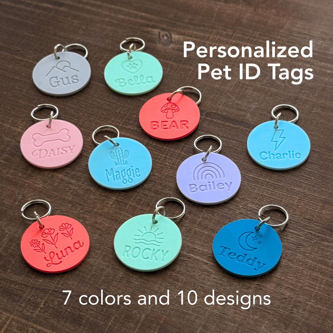 Silent Silicone Dog ID Tag: Personalized Jingle-free Circle Pet Tag - Etsy