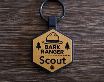 Bark Ranger Dog Tag | Silicone Dog ID | Hexagon Pet ID | Quiet Dog Tag | Durable Pet ID | Pet Name Tag | Dog Collar Tag | Engraved Pet Tag