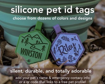 Design Your Own Dog Collar Tag: Cute, Quiet, and Customizable | Silicone Rubber Pet ID Tag | Personalized Dog Name Tag | Small to large dogs