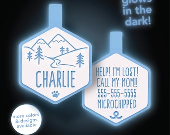 Glow in the Dark Silicone Pet ID Tag: Custom Engraved Dog Name Tag