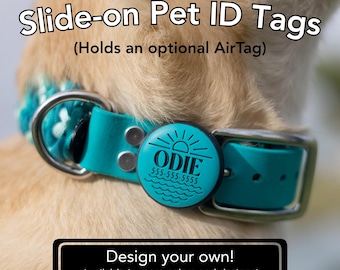 Placa de identificación deslizante para perros: Etiqueta de identificación silenciosa de silicona AirTag para collar de mascotas