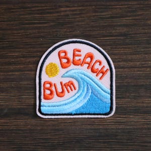Beach Bum Iron-On Patch | Embroidered Dog Bandana Patch | Scout Merit Badges
