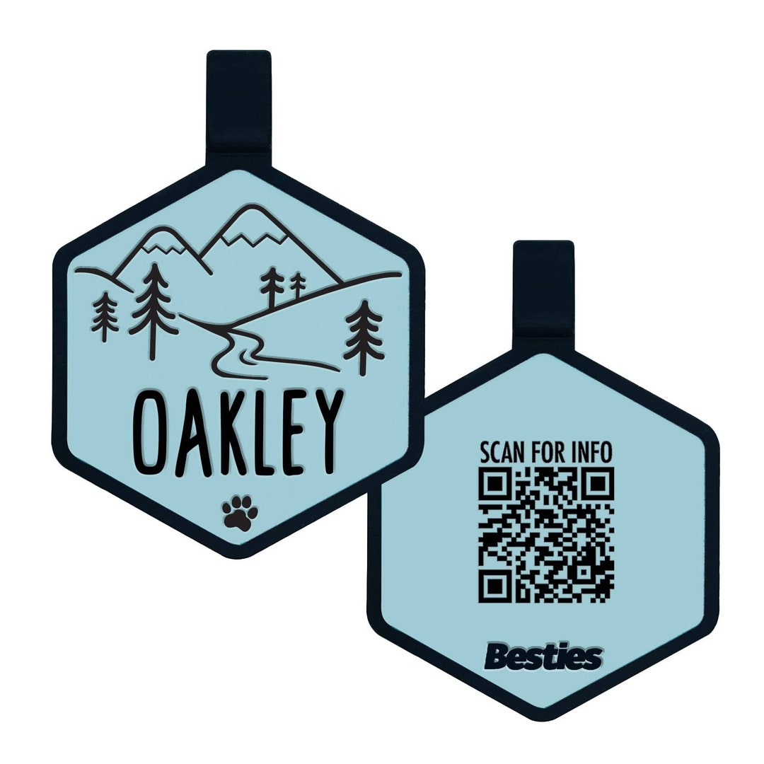 QR Code Mountain Silicone Dog ID Tag Digital Pet Tag Quiet Dog Tag