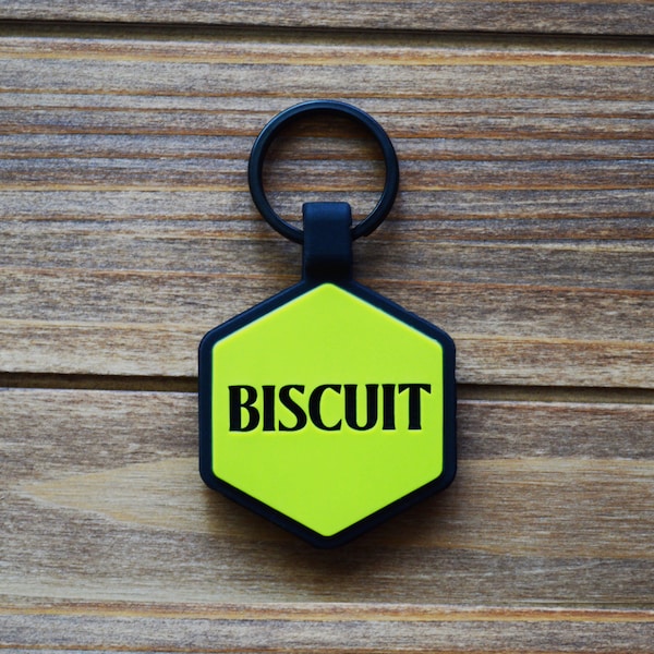 Chartreuse Dog ID Tag | Silicone Dog Tag | Silent Dog Tag | Durable Pet ID Tag | Pet Name Tag | Dog Collar Tag | Engraved Silicone Pet Tag