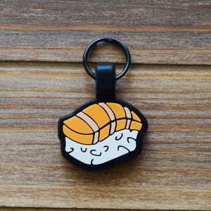 Sushi Cat Tag | Silicone Cat Tag | Small Cat Tag | Cat ID Tag | Durable Pet ID | Cat Name Tag | Cat Collar Tag |Engraved Silicone Cat Tag