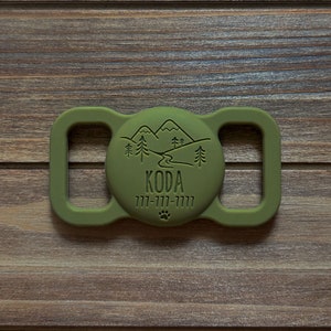 Mountain AirTag Holder | Dog Collar Air Tag Case | Dog ID Name Tag | Pet Air Tag Case | Silicone Air Tag Case | Pet Collar Tag | Pet Tag