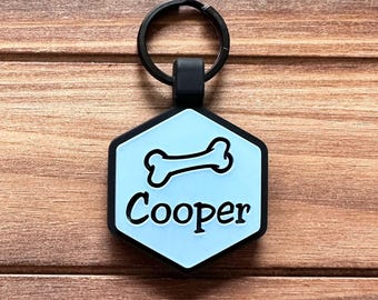 Bone Design Silicone Dog Tag | Silicone Pet ID | Quiet Dog Tag | Durable Pet ID | Pet Name Tag | Dog Collar Tag | Engraved Pet Tag
