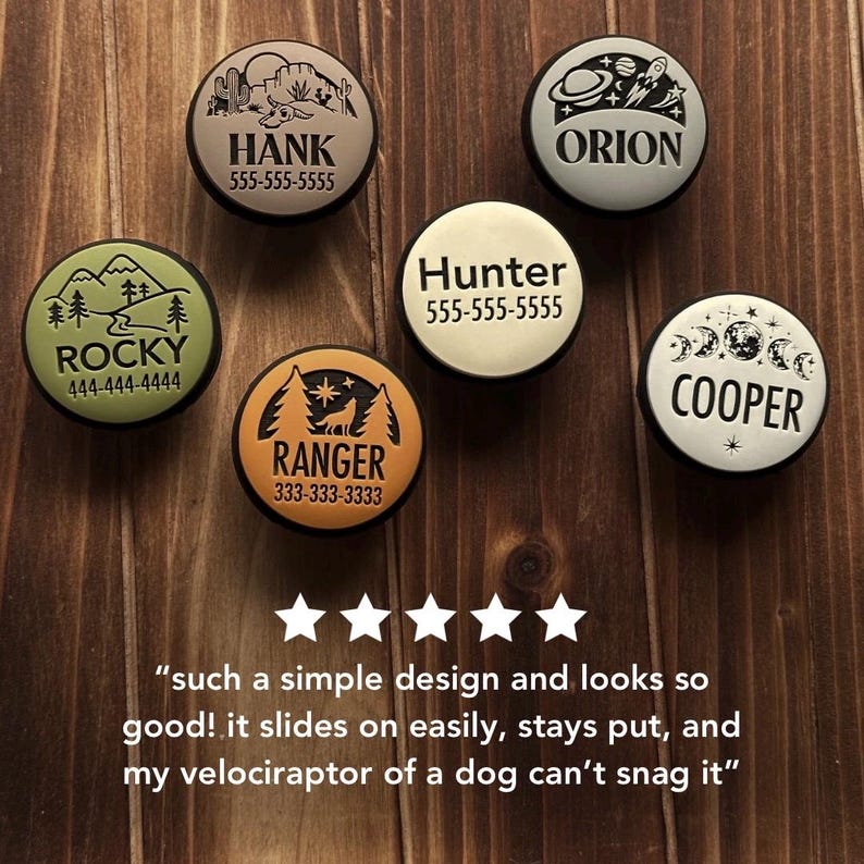 Silent Slide-On Dog ID Tag With Design | Custom Personalized Dog Name Collar Tag | Silicone Dog AirTag Holder | Cute Popular Pet ID Tags image 8