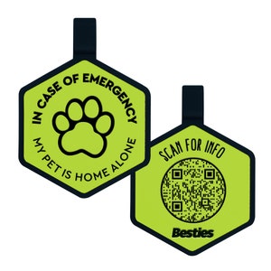 QR Code My Pet Is Home Alone Emergency Alert Keychain | Emergency Pet Dog Tag For Keychains | Customized with emergency contact information