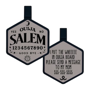 Ouija Board Silicone Dog ID Tag | Halloween Pet ID Tag | Rubber Quiet Dog Tag | Durable Pet Name Tag | Dog Collar Tag | Custom Pet Tag