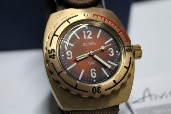 VOSTOK 1967 BRONZE AMPHIBIAN Classic 90818B - Automatic 20atm