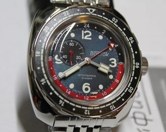 Vostok Amphibian GMT 71069A-Montre Automatique 12/24h Soviétique-URSS