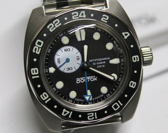 Vostok Amphibian GMT 17037B-Automatic Watch 12/24h Soviet-Russian USSR