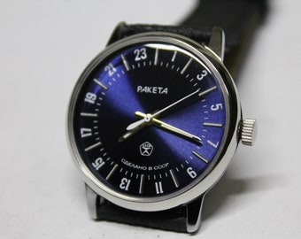 Raketa soviético 24H - Reloj mecánico - Reloj vintage único de la URSS - Militar