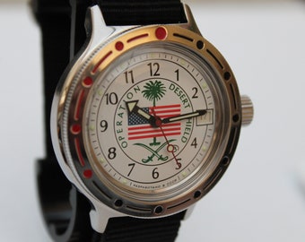 Vostok Amphibian 'Desert Shield' - vintage - Montre de plongée militaire - Soviétique - Russe URSS Classique