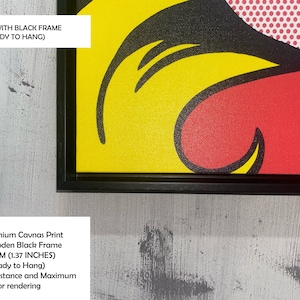 May include: A framed canvas print with a black frame. The artwork features bold colors and graphic shapes, including yellow, red, and black. The canvas is 3.5 cm (1.37 inches) thick and ready to hang.