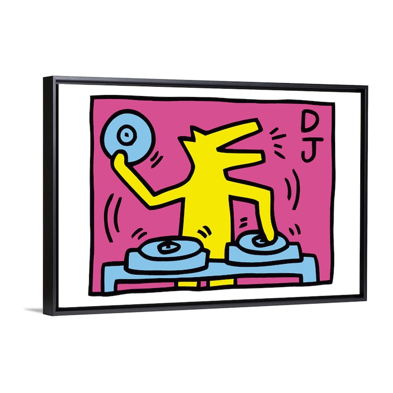 Art Prints on Poster or Framed Canvas Keith Haring Dj - CoolArt Contemporary image 1