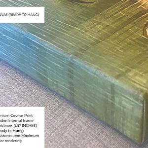 May include: A canvas print with a wooden internal frame. The print is ready to hang and has a thickness of 1.37 inches. The image has high UV resistance and maximum color rendering. The text "PRINT ON CANVAS (READY TO HANG)" is visible.