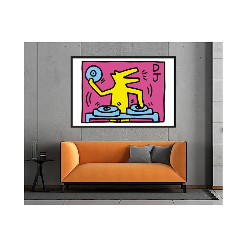 Art Prints on Poster or Framed Canvas Keith Haring Dj - CoolArt Contemporary image 2