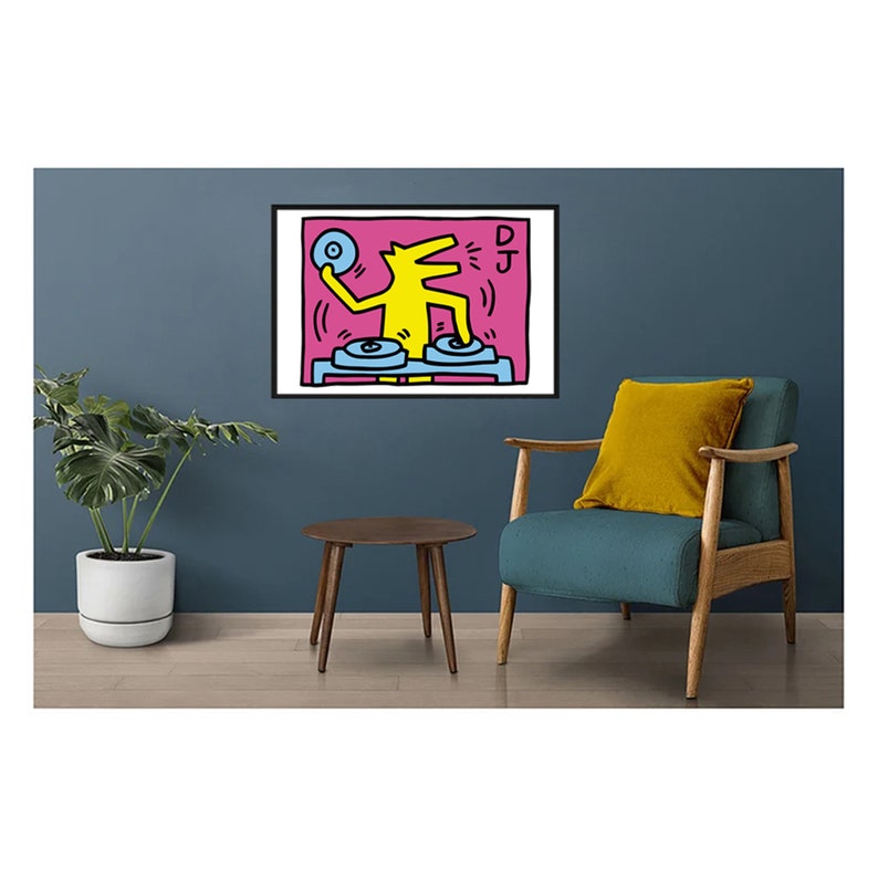 Art Prints on Poster or Framed Canvas Keith Haring Dj - CoolArt Contemporary image 3