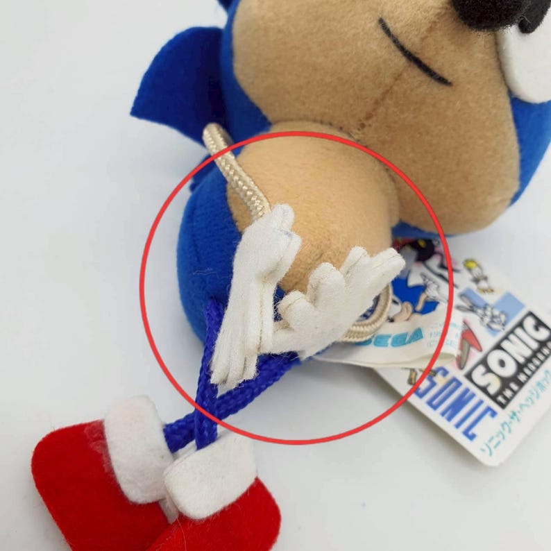 Sonic Stringy U615 Sonic the Hedgehog SEGA 1991 Plush 6.5
