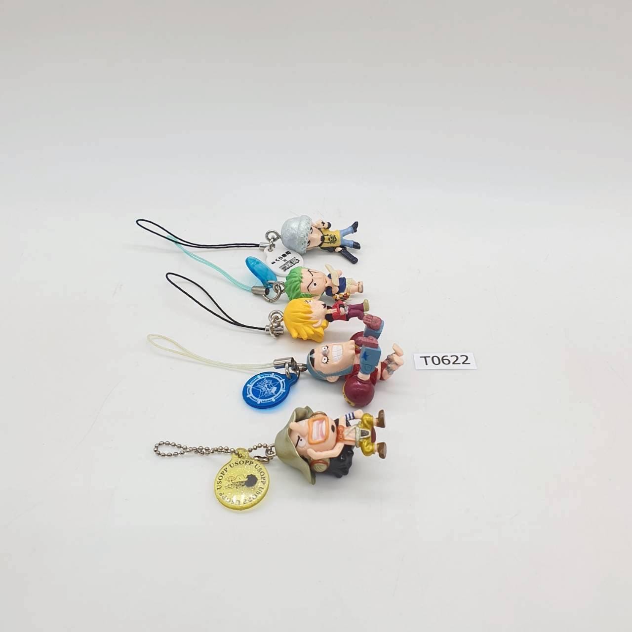 Usopp, Franky, Sanji, Zoro, Law T622 ONE PIECE Bandai Keychain Set