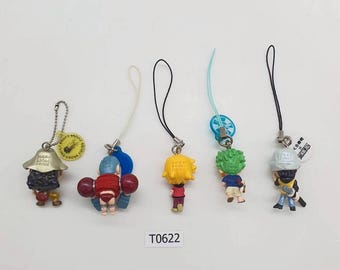 Usopp, Franky, Sanji, Zoro, Law T622 ONE PIECE Bandai Keychain Set