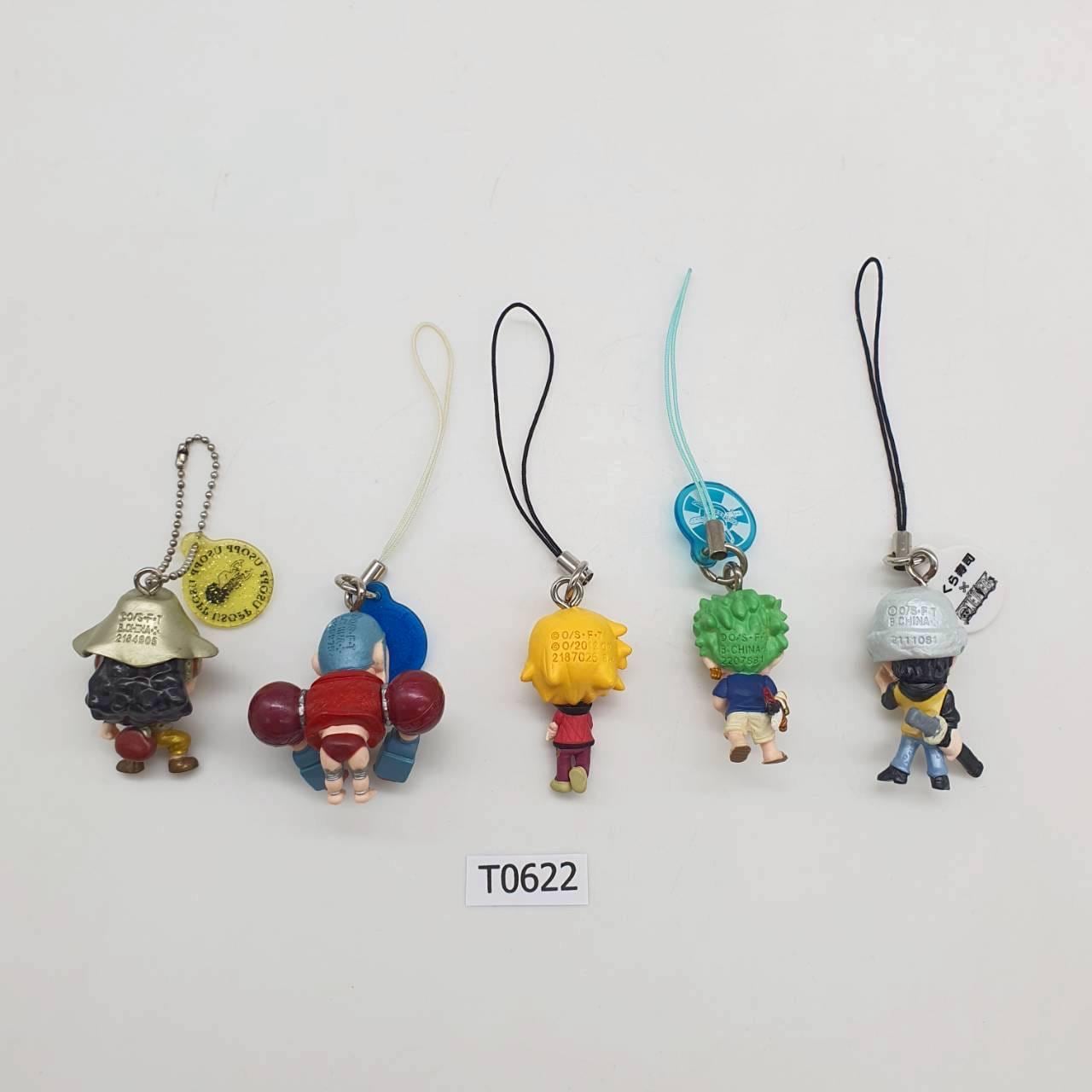 Usopp, Franky, Sanji, Zoro, Law T622 ONE PIECE Bandai Keychain Set