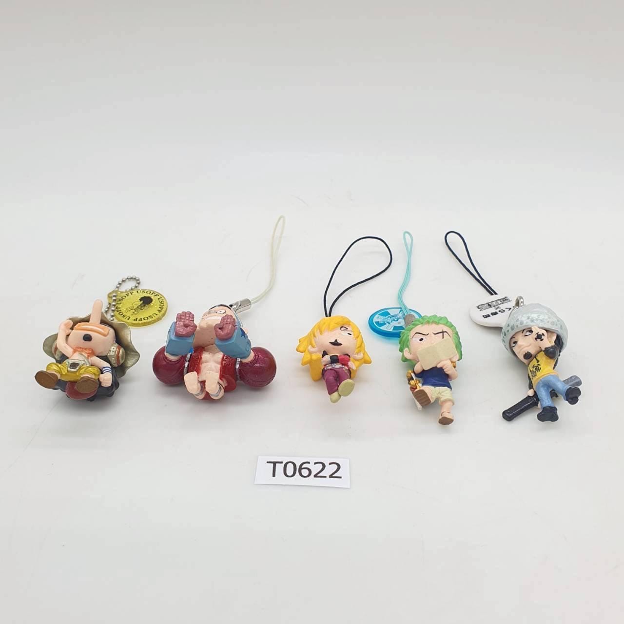 Usopp, Franky, Sanji, Zoro, Law T622 ONE PIECE Bandai Keychain Set