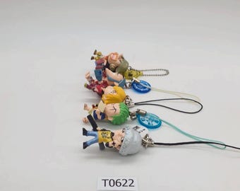 Usopp, Franky, Sanji, Zoro, Law T622 ONE PIECE Bandai Keychain Set