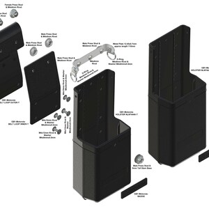 May include: A black leather holster with a belt loop and a metal plate with a D-ring. The holster is labeled "G-Motorola HOLSTER NLN444A-T".