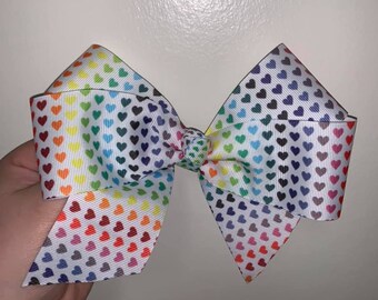 Large Rainbow Heart Bow