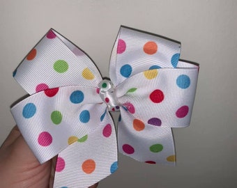 Medium White Polka Dot Bow