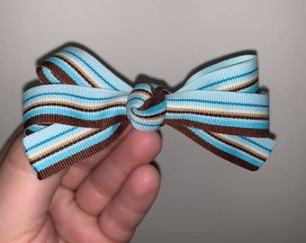 Medium Blue and Brown Bow