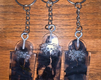 Black Toombstone Keychain with spider