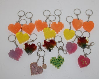 Pixel Heart Keychains