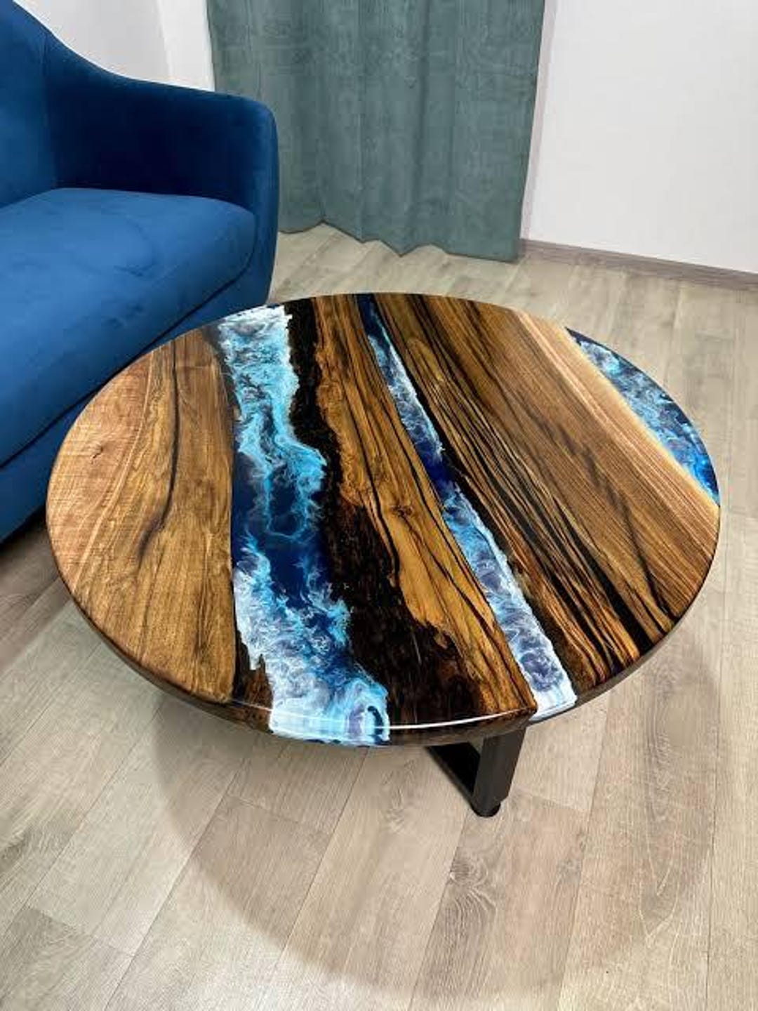 Handmade Walnut Live Edge Epoxy Coffee Table, Resin Ocean Tabletop - Etsy