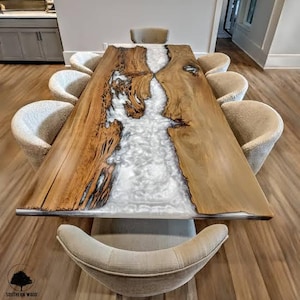 Live Edge Tisch, Epoxidharz-Tisch, Holztisch, Kundenspezifischer weißer Walnuss-Epoxidharz-Tisch, Esstisch-Sofa-Mitteltisch-Möbel