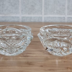 Crystal Candle Holders | Vintage Cristal D&#39;Arques Royale | Diamond Cut Glass Tealight Holders | French Crystal Home Decor Set of 2
