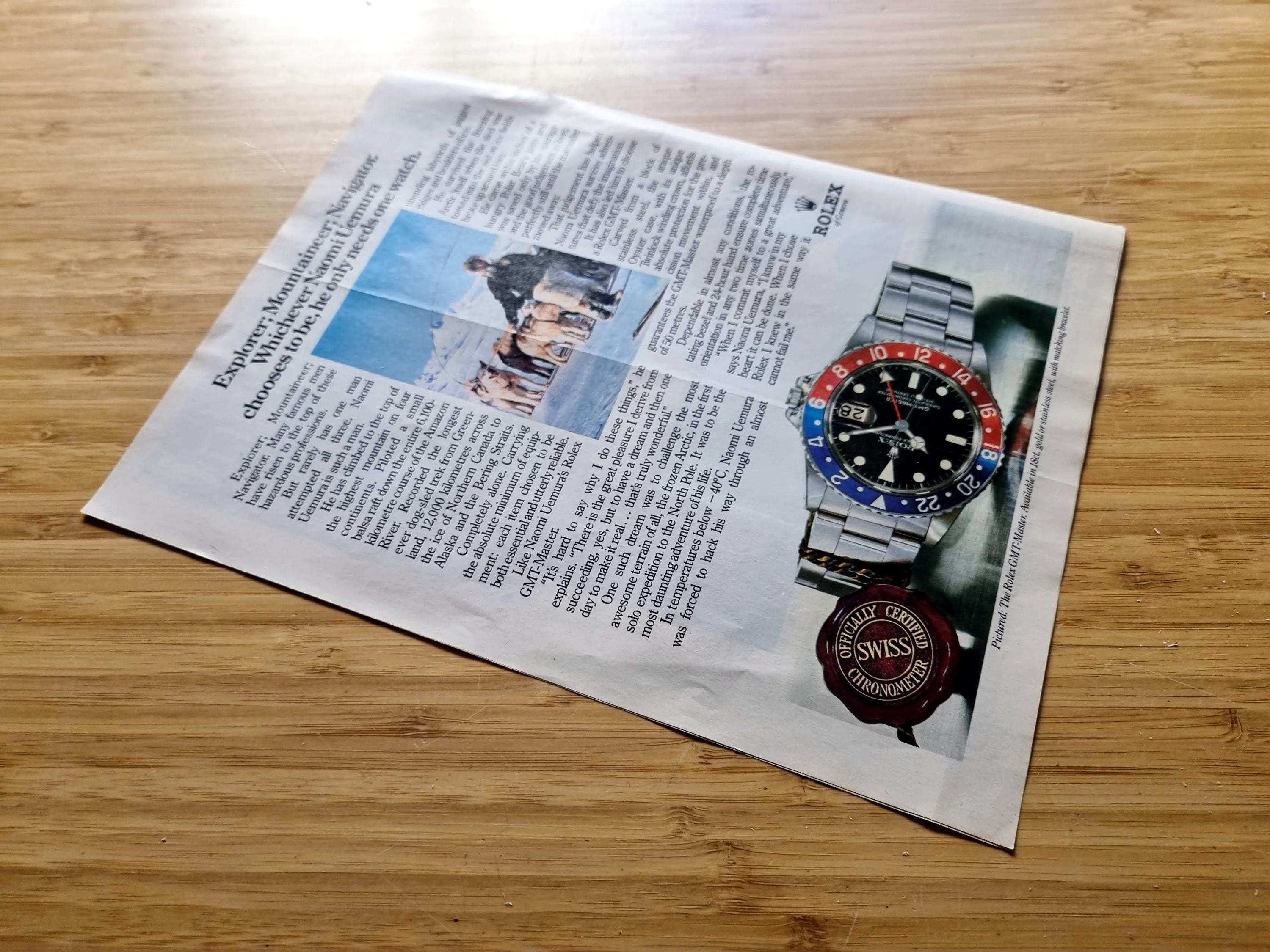 1980s Rolex Original Print Ad, Vintage Advertising Page