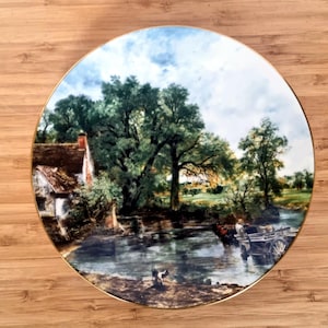 Decorative Bone China Plate, John Constable Artwork, The Hay Wain Scene, English Fine China Wall Decor