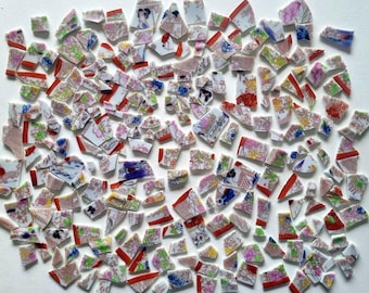 Antique Japanese Porcelain Shards, Hand-Broken Ceramic Pieces for Mosaic, Kintsugi, Jewelry, Mixed Media