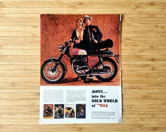 BSA プロモーション 看板 大型 60年代 アンティーク ヴィンテージ 英国 ヴィンテージバイク雑誌広告、BSAスピットファイアMk IV英国製バイク