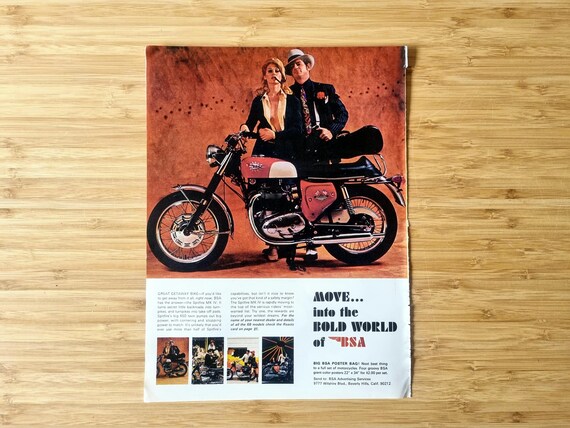 ヴィンテージバイク雑誌広告、BSAスピットファイアMk IV英国製バイク