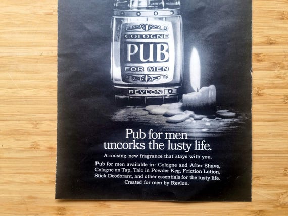 Revlon “pub for Men” Cologne Ad, Vintage Black-and-white Fragrance