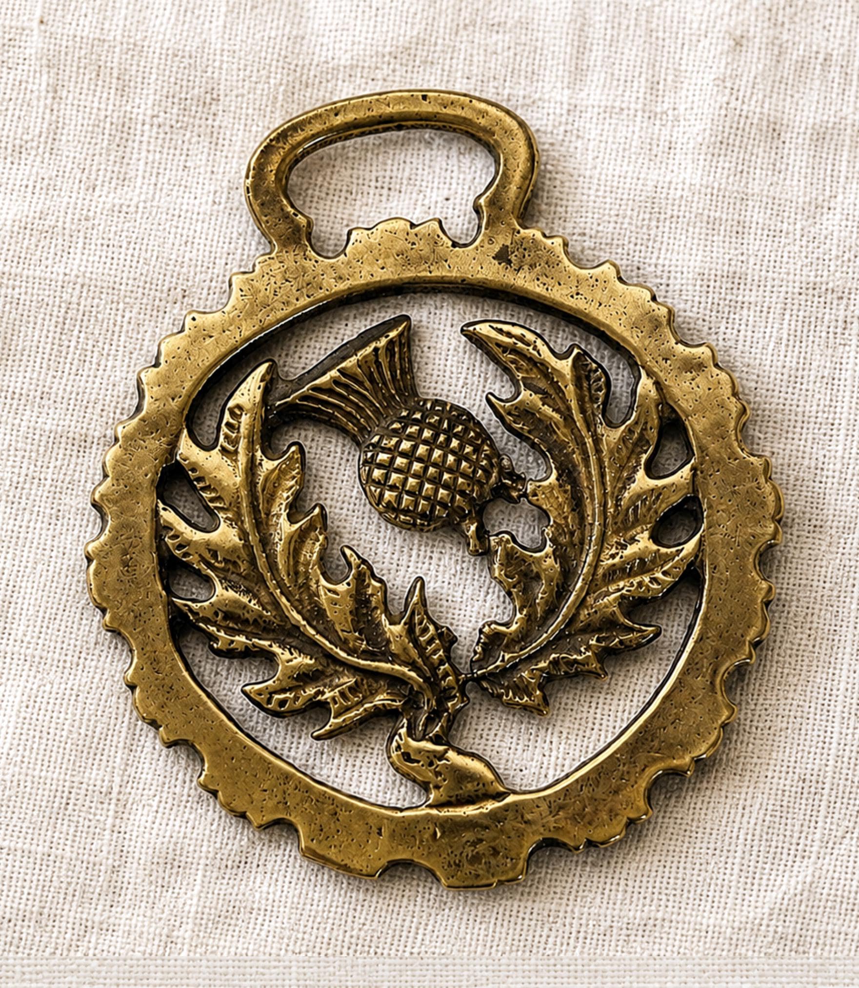 アンティーク雑貨 Horse Torei Vintage Thistle Horse Brass | Working Horse Harness Amulet