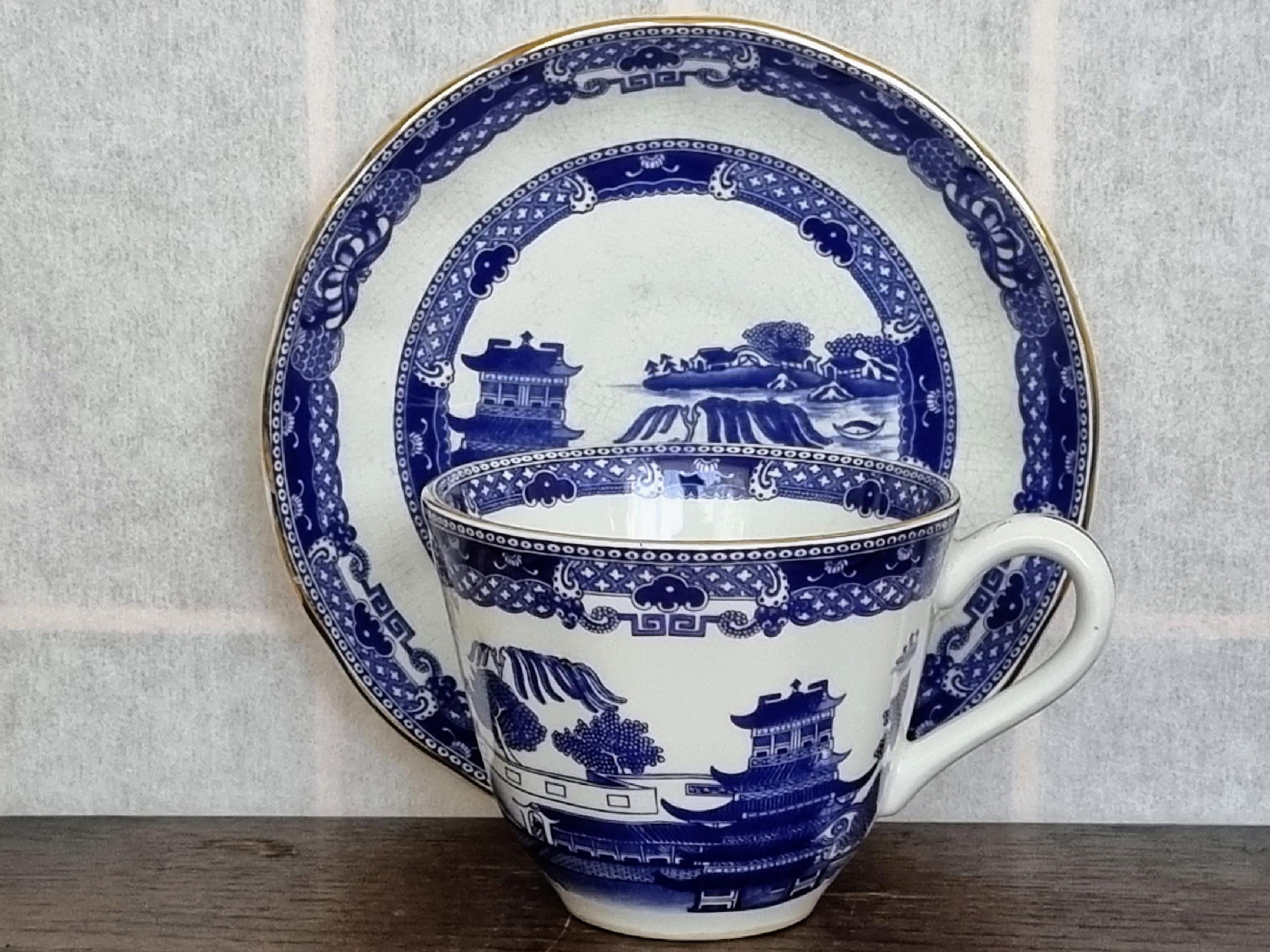 Blue Willow Teacup Saucer | Ringtons Wade Ceramics | Vintage