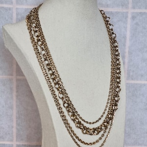 Multi Strand Gold Tone Chain Necklace