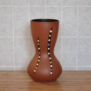 West German Pottery Vase | Dümler Breiden Terracotta | Mid Century Dotted Design | Vintage 1960s Ceramic | Fat Lava Era